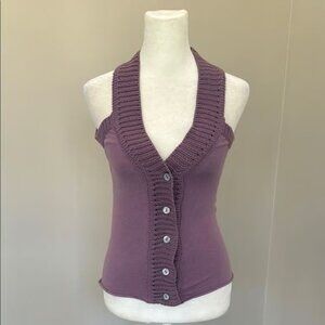 Mango Purple Knit Button-Down Sleeveless Sweater Vest Size Medium